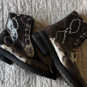All Saints Multicolor Snake Print Ankle Boots